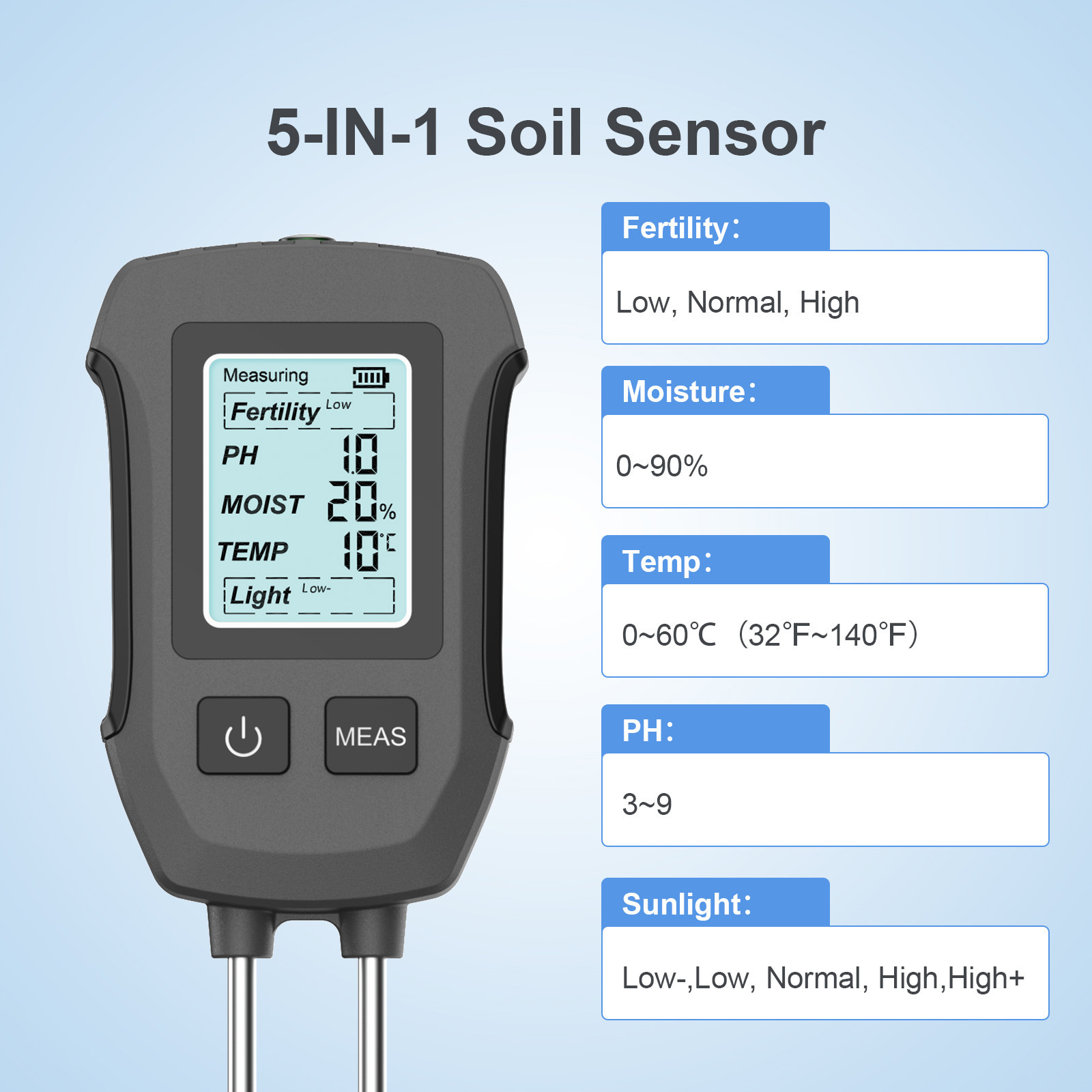 Screen display 5-in-1 soil det - Soil Ph Meter recension och pris